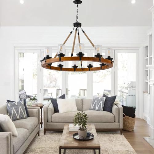 40" Wagon Wheel Chandelier Farmhouse (12 Count)