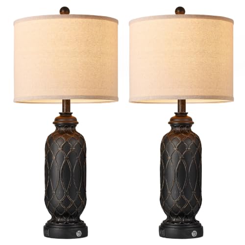 Black Farmhouse Lamps for Living Room Set of 2 (2 Count)