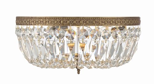 3 Light Spectra Crystal Olde Brass Flush Mount