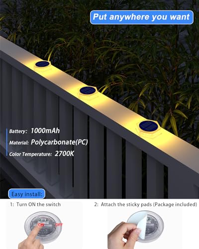 Stick on Solar Step Lights Outdoor 4 Pack Warm White Hexagon (4 Count)