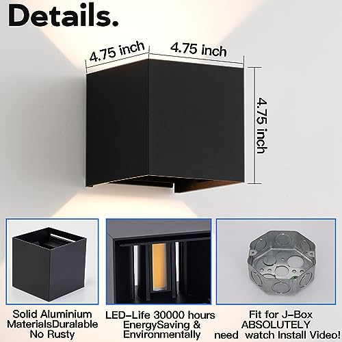 2‑Pack 20W LED Outdoor Wall Light
