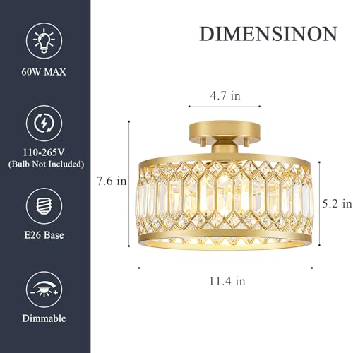 Crystal Gold Ceiling Light