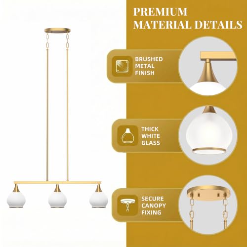 Brushed Gold Kitchen Island Linear Pendant Light
