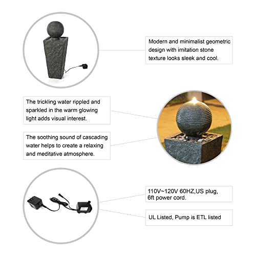 Outdoor Water Fountain with LED Light