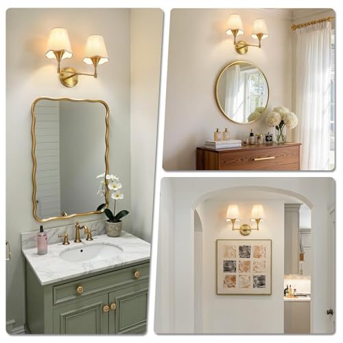 Gold Bathroom Vanity Light Fixtures (Brushed Gold / 2 LIGHT)