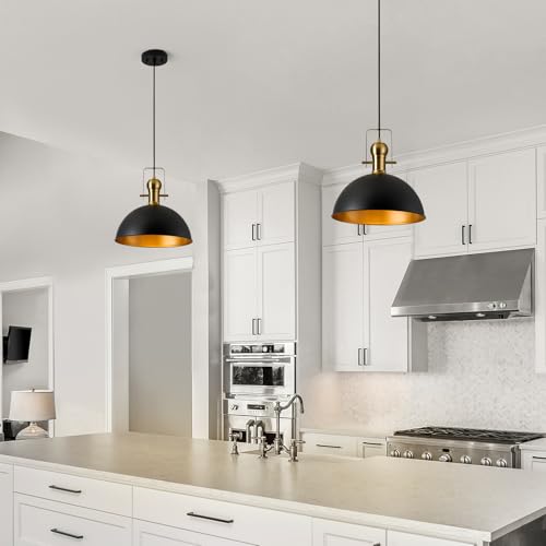 12 Inch Black Farmhouse Pendant Lights for Kitchen Island 3 Pack (3 Count)
