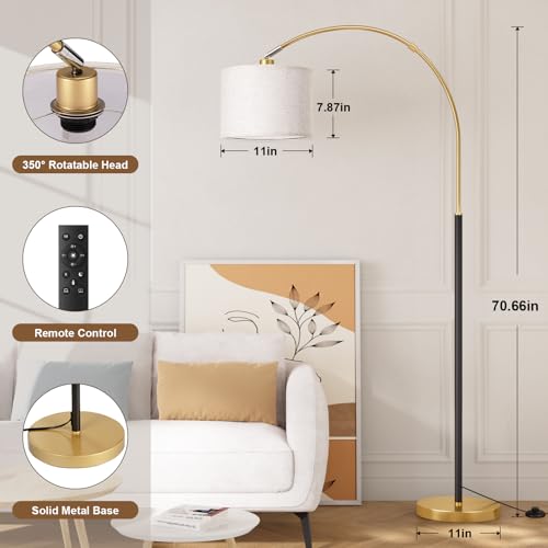 Dimmable Arc Floor Lamp with Remote