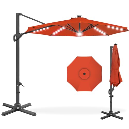 10ft Solar LED Cantilever Patio Umbrella