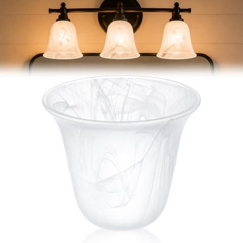 1 Pcs White Alabaster Bell Shaped Glass Lamp Shade Replacement