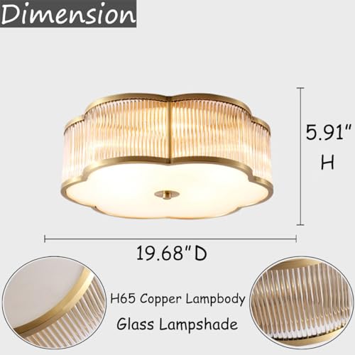 20 in Vintage Style Brass Ceiling Light for Dining Room Living Room