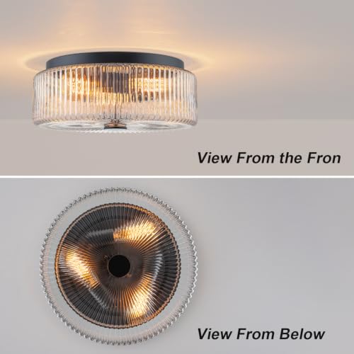 13.9 Inch Matte Black Flush Mount Ceiling Light