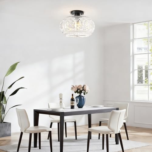 12 Inch Globe Glass Semi Flush Mount Ceiling Light Fixture