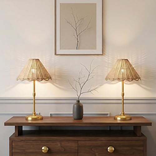 Cordless Boho Rattan Table lamp