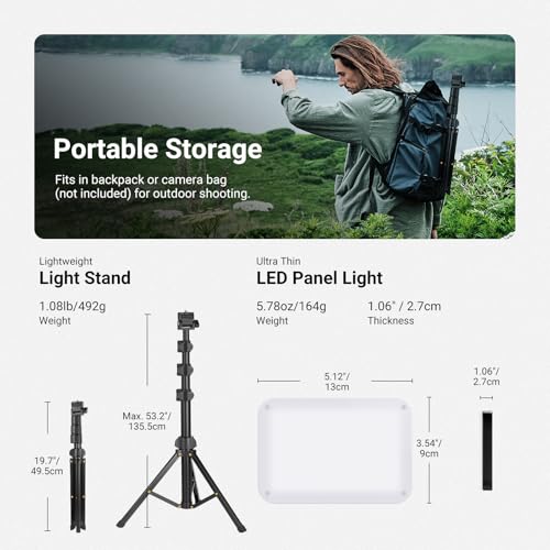 Basics 2 Pack LED Video Light Panel Lighting Kit (2 Count)