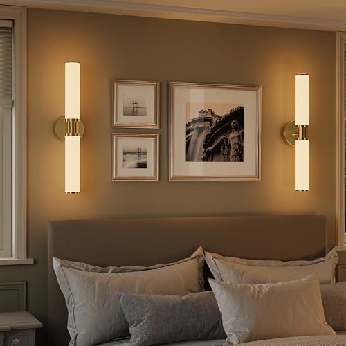 Gold Wireless Battery Operated Wall Sconces with Remote Control