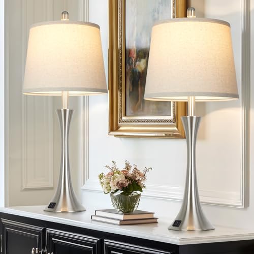 27.5" Silver Table Lamps Set of 2 (2 Count)