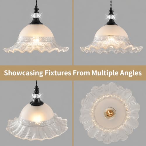 1 Pack Vintage Matte Black Crystal Transparent Glass Pendant Light Fixtures (Black / 1-Light)
