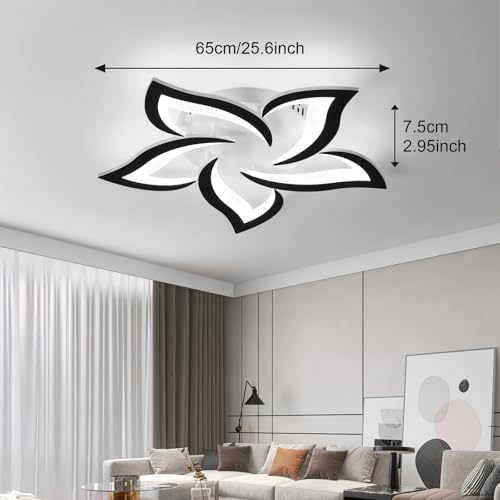 25.6" Flower Shaped Ceiling Light Dimmable Modern Ceiling Lamp Remote Control LED Lighting Fixture for Bedroom Dining Room Kitchen