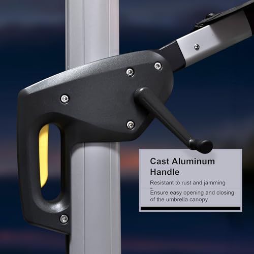 Cantilever Umbrella 9' X 12' Double Top Solar LED Light