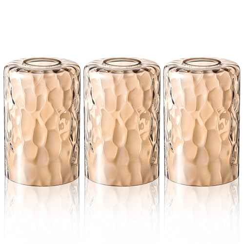 3 Pcs Amber Hammered Glass Lamp Shade Replacement (3 Count)