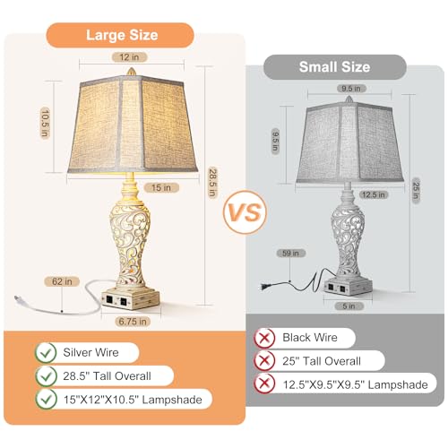 28.5" Table Lamps Set of 2 with Nightlight for Bedroom (2 Count)