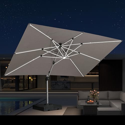 Patio Umbrella 10' X 13' Double Top Solar LED