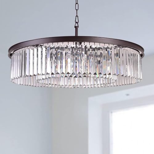 Oil Rubbed Bronze Crystal Chandeliers Modern Contemporary Ceiling Lights Fixtures Pendant Lighting for Dining Room Living Room Chandelier D33.5 8 Lights