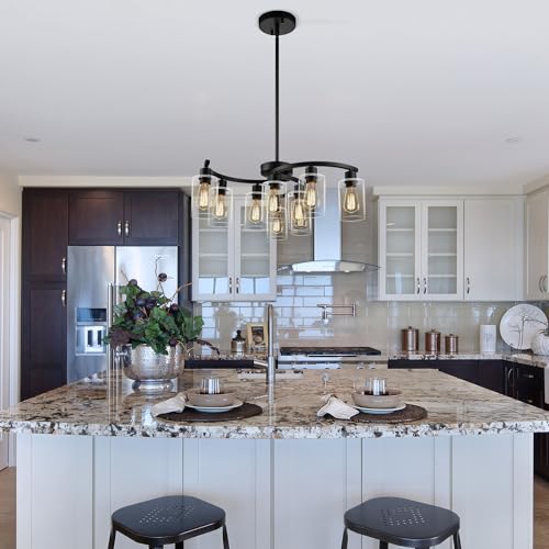 9 Light Black Modern Chandeliers for Dining Room