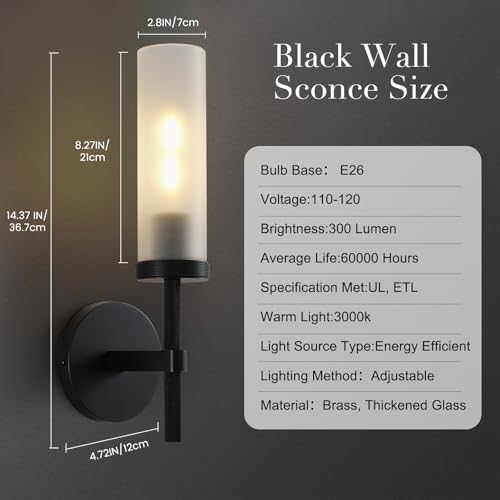 15" Hardwired Frosted Glass Bathroom Wall Sconces