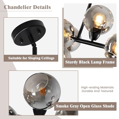 75'' Black Linear Chandelier Large Dining Room Light Fixtures Over Table
