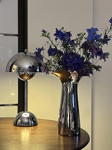 Modern Flower Bud Lamp 12" Cordless Touch Lamp Dimmable 2600mAh Rechargeable Desk Lamp Nordic Minimalist Mushroom Lamp Nightstand Bedside Lamp for Bedroom Living Room