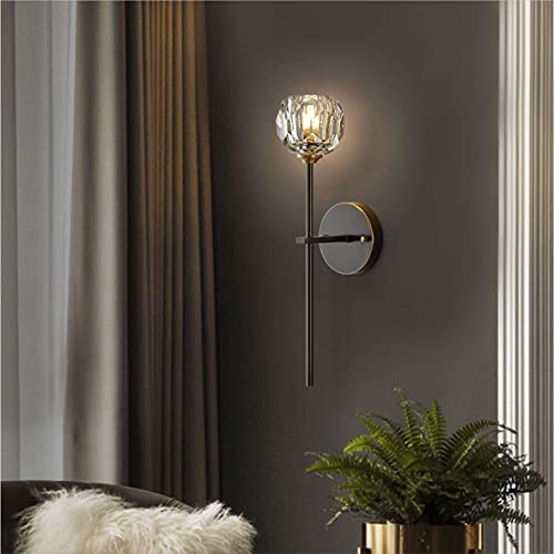 Postmodern K9 Crystal Wall Lamp Simple Modern Creative Wall Sconces Black Finish Plus Long Diamond Wall Lighting Fixtures for Living Room Dining Room Corridor Bedroom