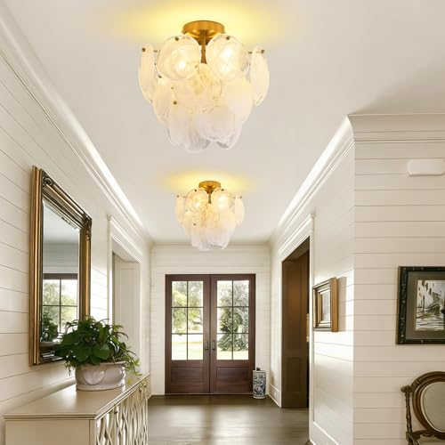 4 Lights Gold Glass Ceiling Light Fixture