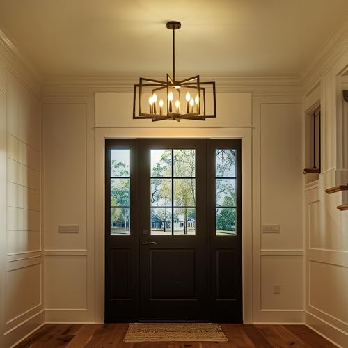 8 Light Modern Farmhouse Black Geometric Chandelier