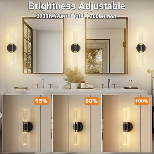 Black Gold Crystal Battery Wall Sconces