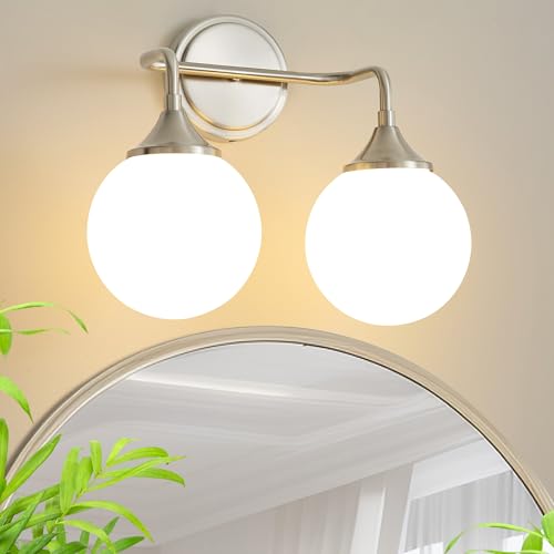 Brushed Nickel Bathroom Light Fixtures Over Mirror Vanity 2 (2 Count)