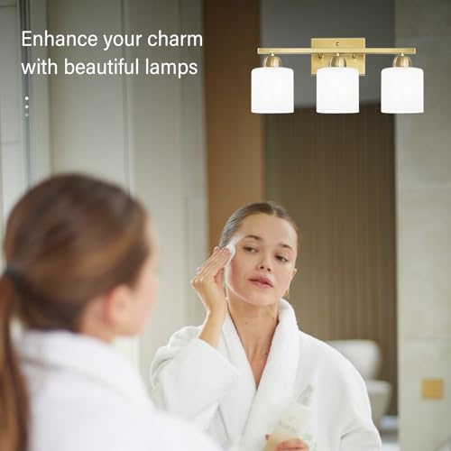 3 Light Gold Bathroom Light Fixtures