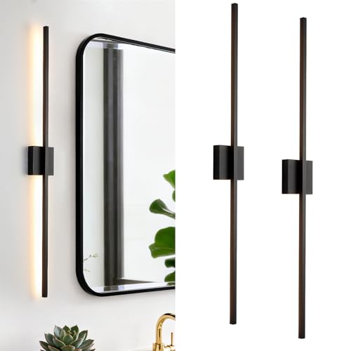 Black Wall Sconces Set of Two LED Dimmable Sconces Wall Lighting