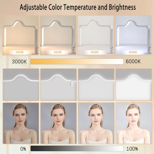 Nail Light for Desk Half Moon Light for Nail Desk 34Inch Foldable LED Table Lamp Manicure for Table Adjustable Dimmable Half Moon Lamp for Lash Beauty Tattoos Crafts White