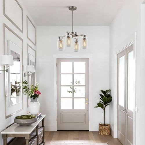 4 Light Modern Farmhouse Brushed Nickel Chandelier