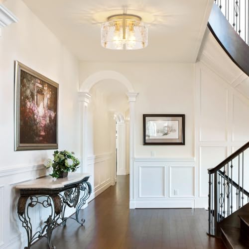 Modern Gold Semi Flush Mount Ceiling Light 3 Lights Ceiling Lamp (3 Count)