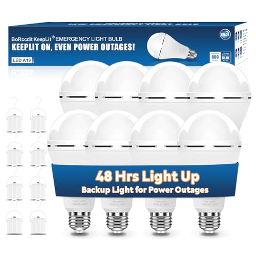 KeepLit 8 Pack Emergency Rechargeable Light Bulbs (8 Count)