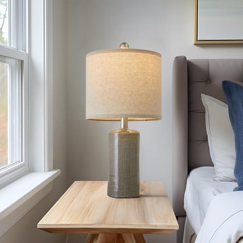 Small Table Lamps Set of 2 for Living Room 20.25" Grey Lamps Bedside Lamps (2 Count)