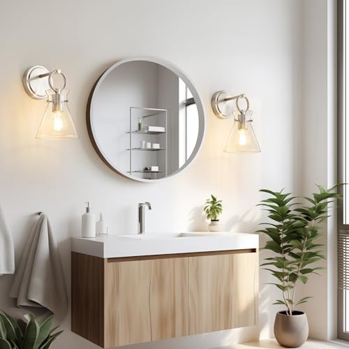 Wall Sconce for Bathroom 6" Clear Glass Shade Nickel 1 Pack