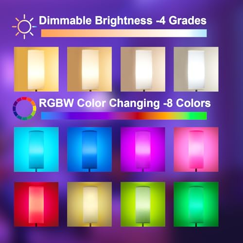 64'' Floor Lamps for Living Room with Remote Control and RGB + Stepless Dimmable Colors Temperature & Brightness