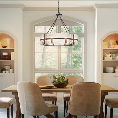 28" Black Glass Chandelier for Dining Room