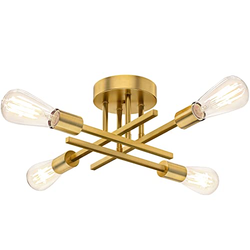 Gold Semi Flush Mount Ceiling Light Fixture