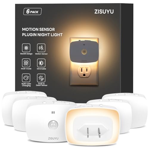 Plug in LED Backlit Night Light with Motion Sensor & Dusk to Dawn Sensor (6 Count)