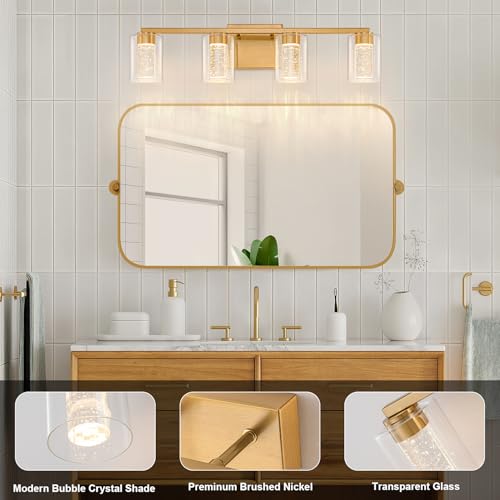 4 Light Gold Vanity Light with 3 Color Modes