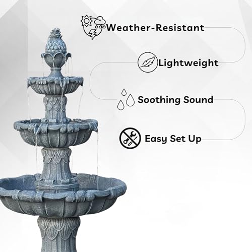 58.3" 3 Tier Outdoor Freestanding Water Fountain